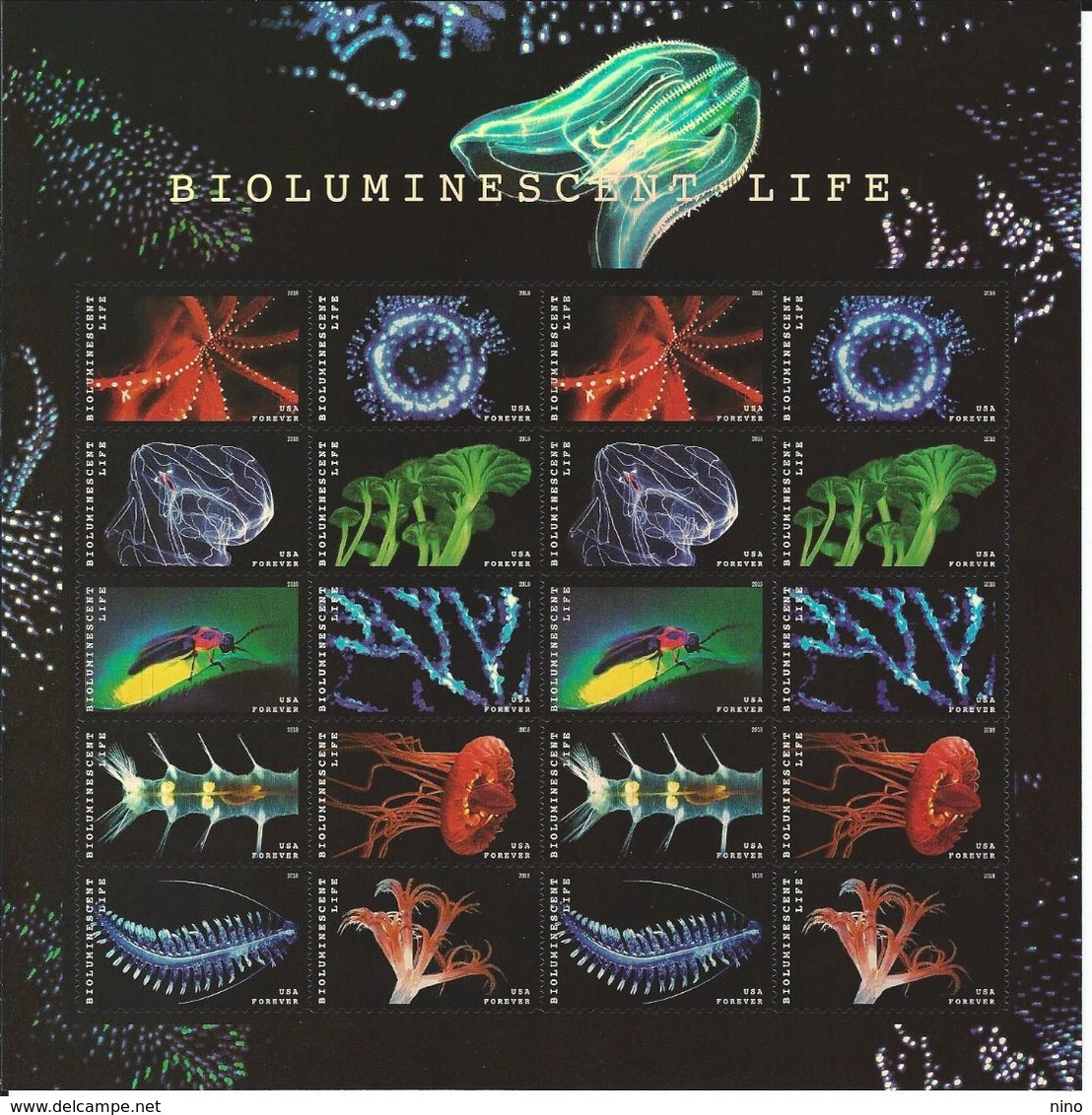 USA. Scott # 5264-73a, MNH Sheet Of 20. Bioluminescent Life  2018 - Sheets