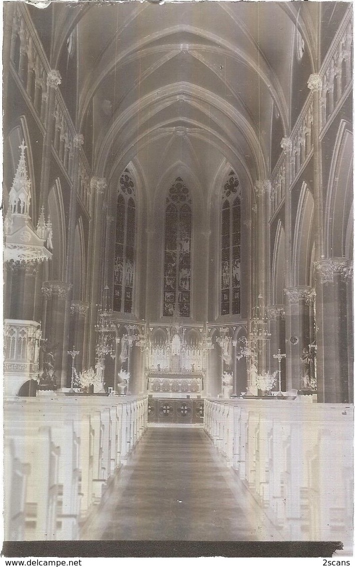 Dépt 80 - LE QUESNEL - PLAQUE De VERRE (négatif Photo Noir & Blanc, Cliché R. Lelong) - Intérieur De L'Église - Autres & Non Classés