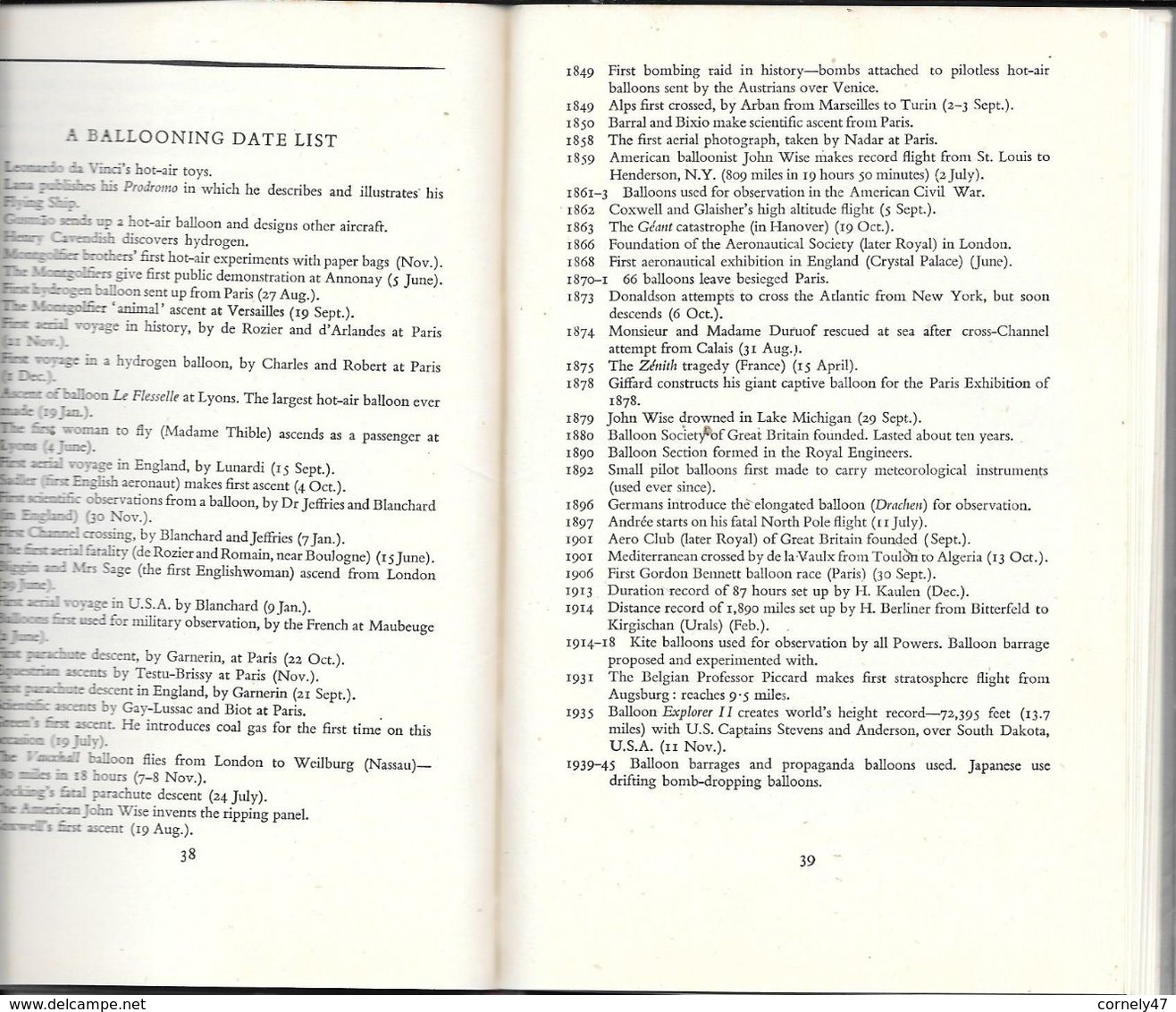 Histoire des aéronefs "Ballooning " by C.H.Gibbs-Smith  Premiers vols Accidents