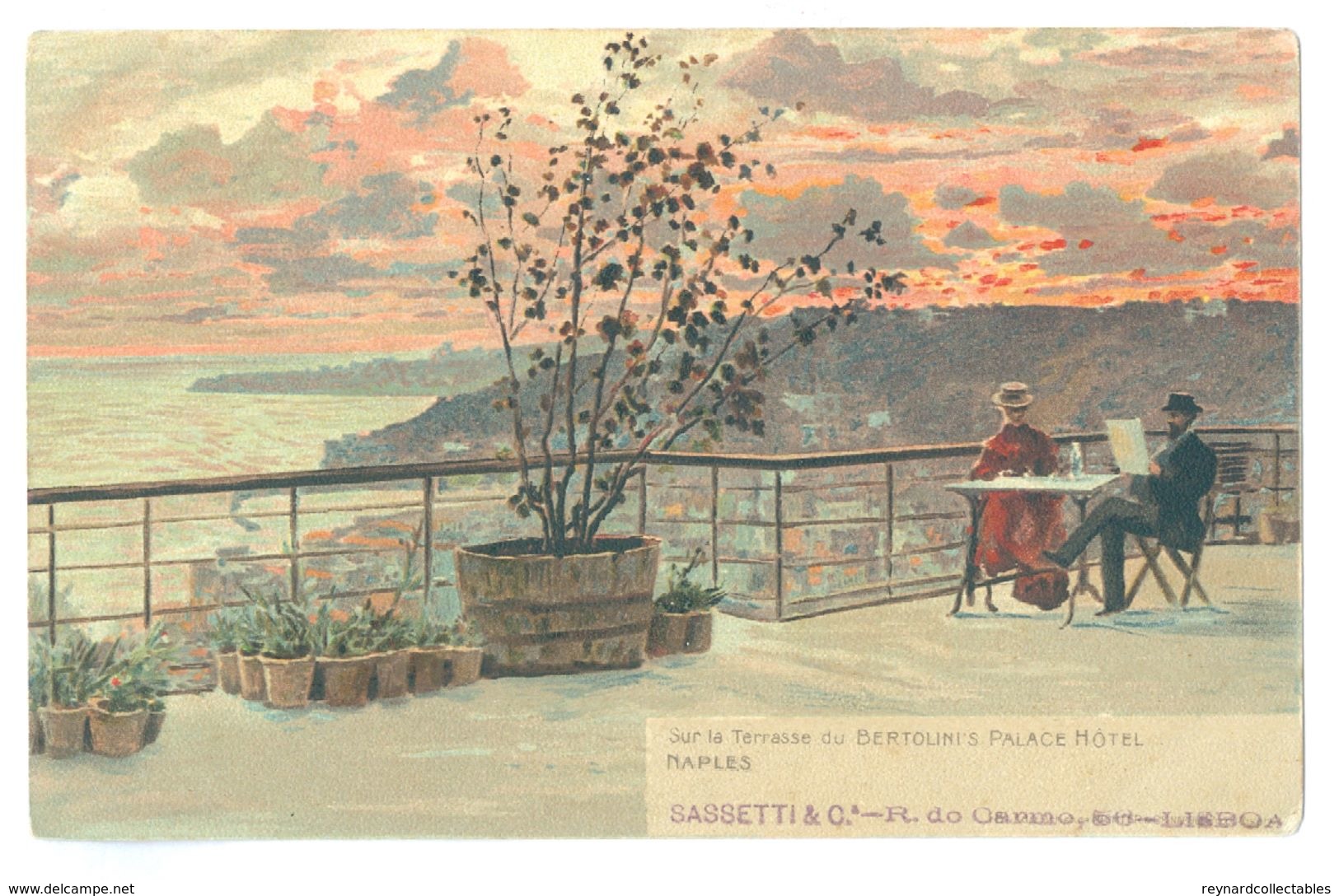 Vintage, Italy, Naples, Sur La Terrasse Du Bertolini's Palace Hotel. Printed Pc, Unused. - Hotels & Restaurants