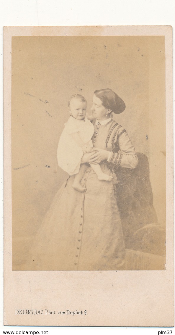 Photo CDV - Femme Et Enfant,  Période Second Empire - Delintraz, PARIS - Personnes Anonymes