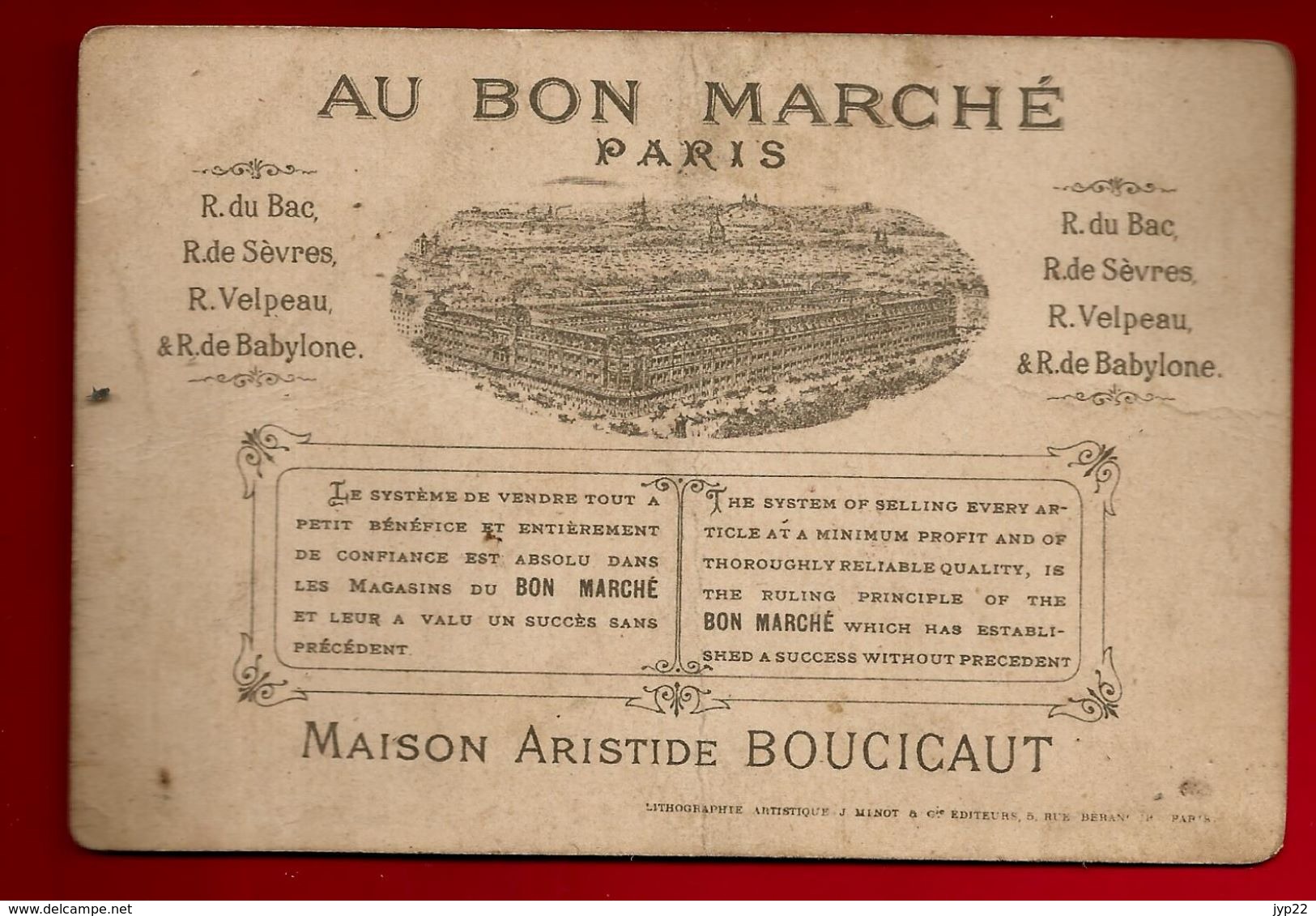 Chromo Au Bon Marché Boucicaut Paris La Demande En Mariage - Litho Minot - Au Bon Marché