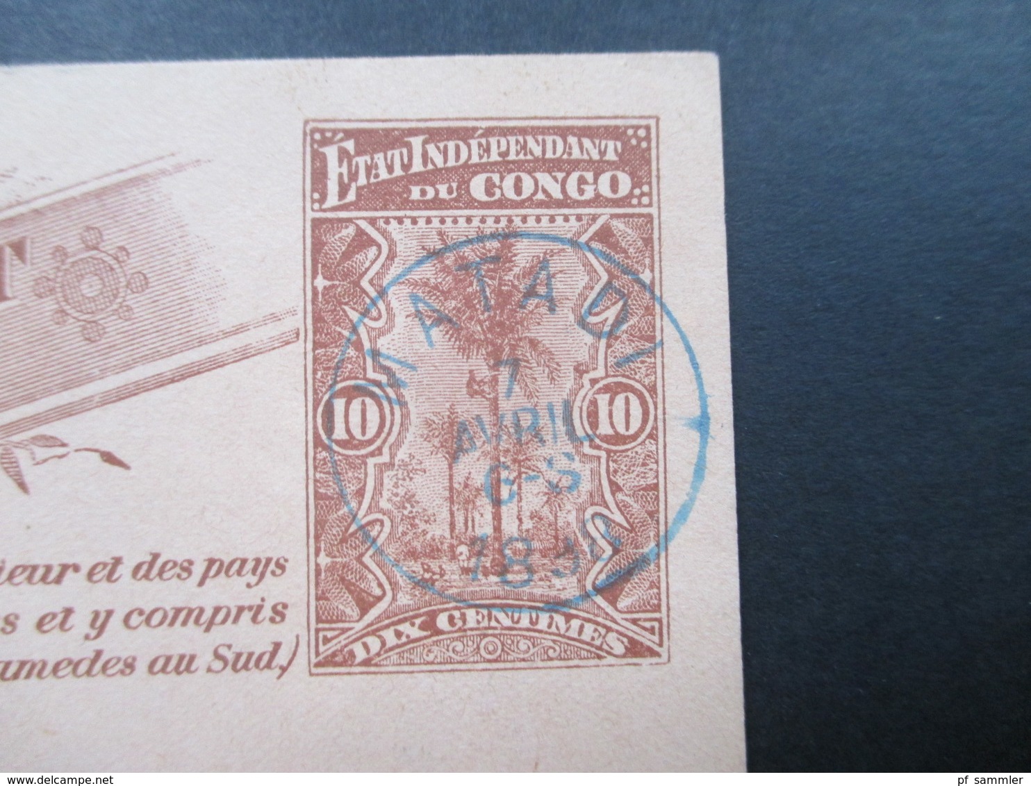 Belgisch - Kongo Ganzsache Doppelkarte Mit Blauem Stempel! Matadi 1898 Aber Ungelaufen / Blankokarten - Covers & Documents