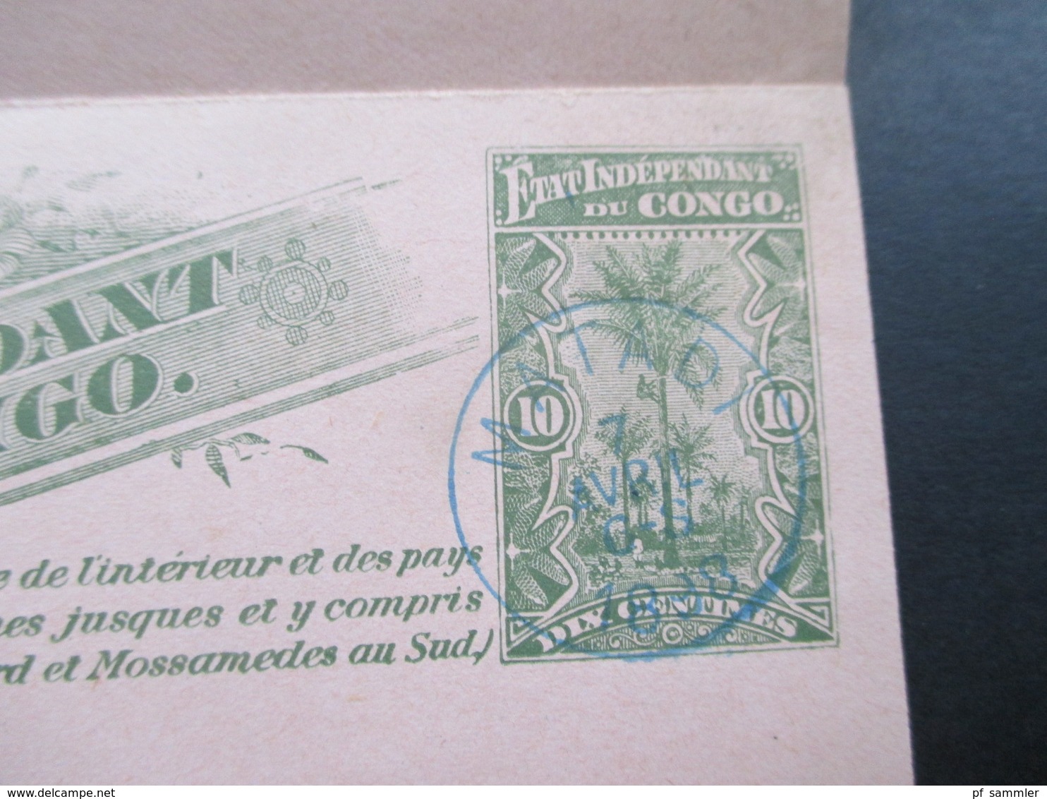 Belgisch - Kongo Ganzsache Doppelkarte Mit Blauem Stempel! Matadi 1898 Aber Ungelaufen / Blankokarten - Lettres & Documents