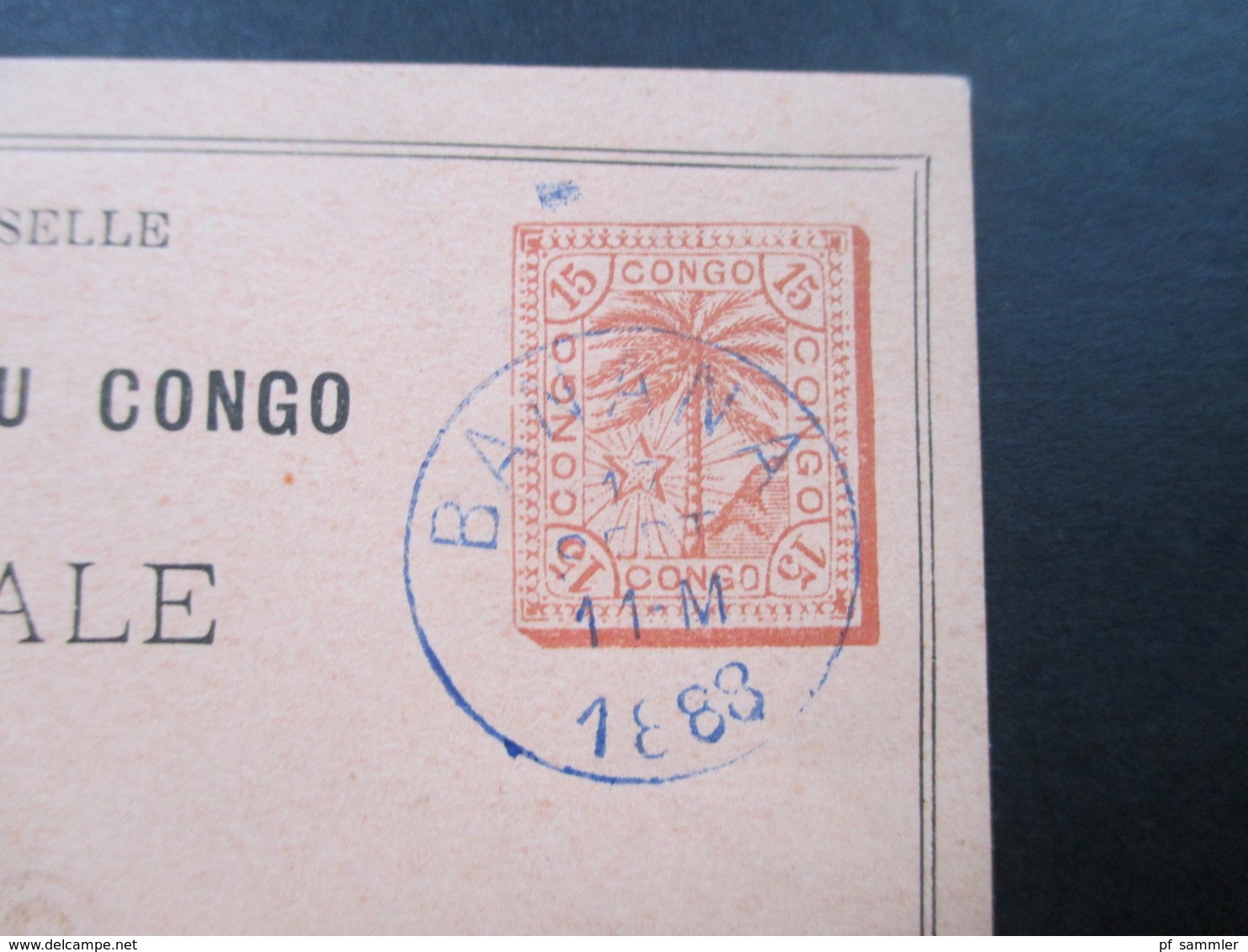 Belgisch - Kongo Ganzsache Mit Blauem Stempel! Banana 1888 Aber Ungelaufen / Blankokarte. Etat Independant Du Congo - Covers & Documents