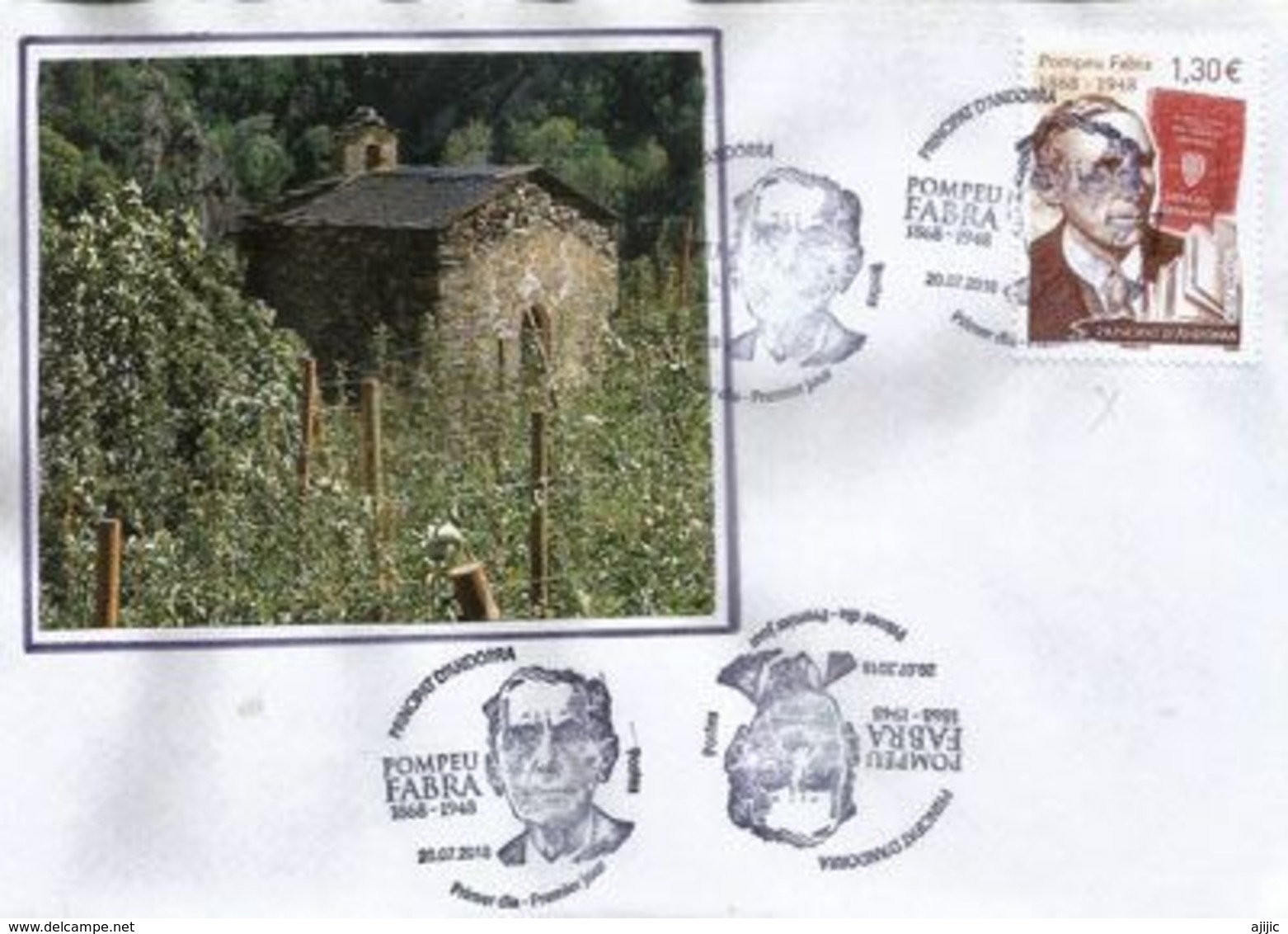 Pompeu Fabra (reform Of Contemporary Catalan Language), Lettre FDC 2018 ANDORRA. - Covers & Documents