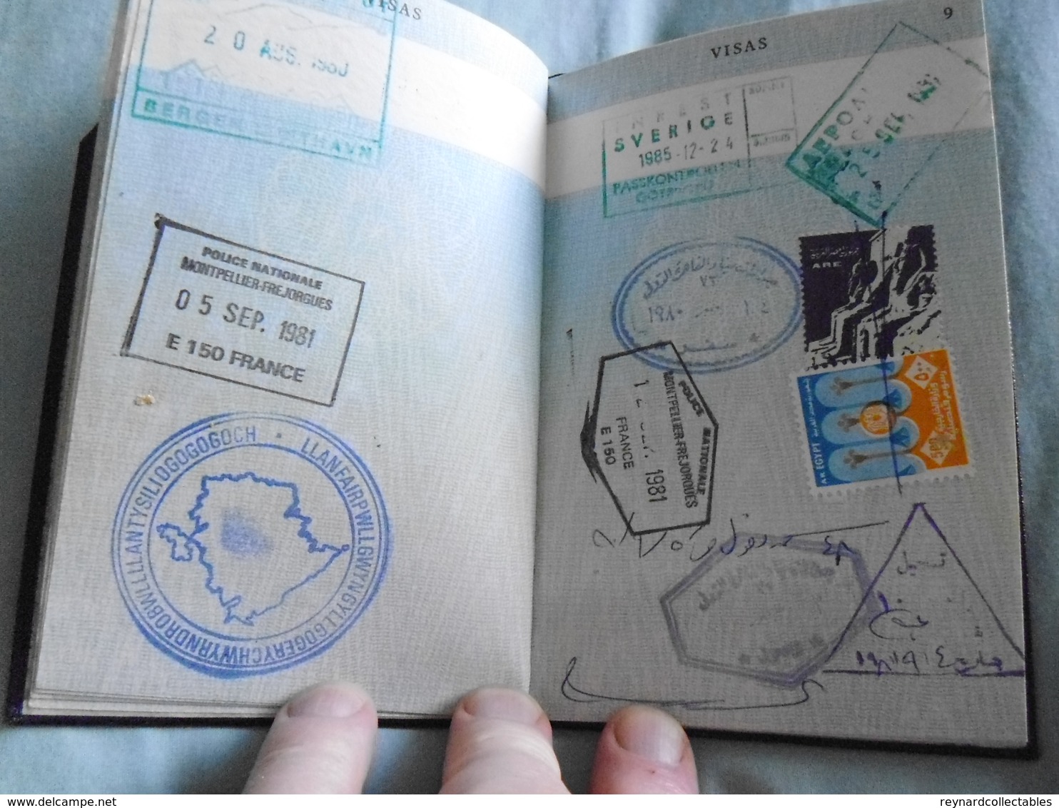 1979 British Reisepass Passport , Portugal, Canada,Bergen,Sweden, France,Egypt Handstamps +++ - Historical Documents