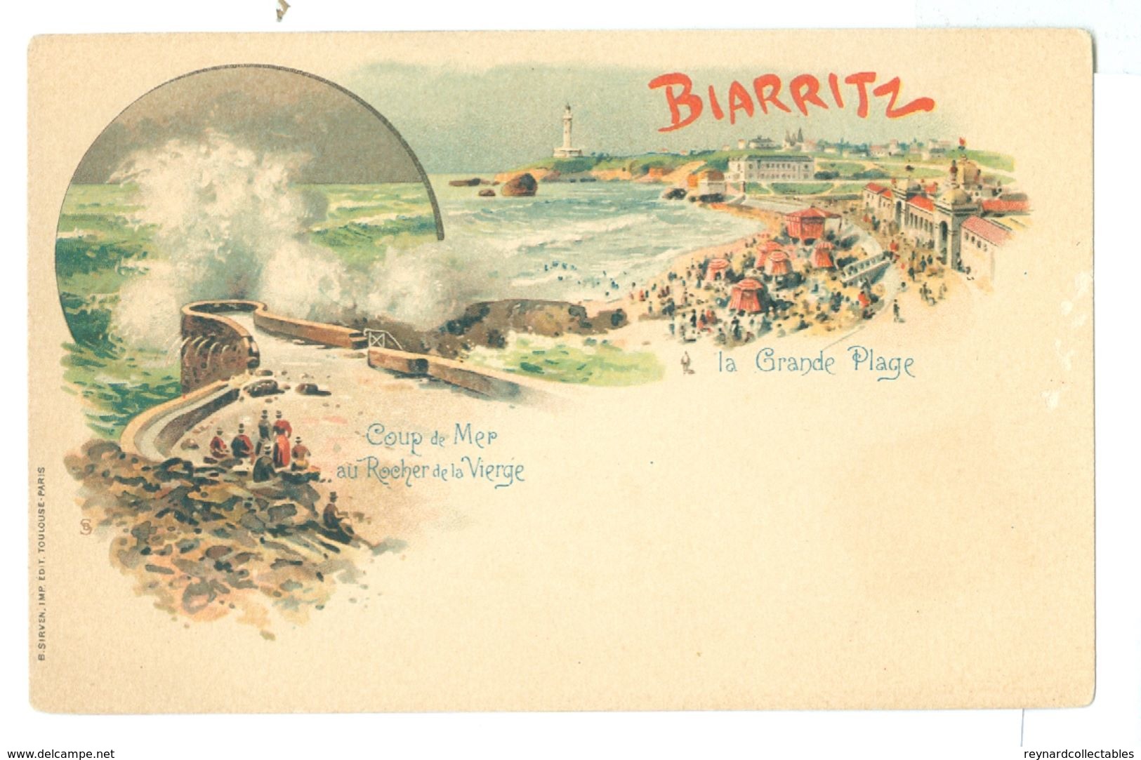 1890's, France, Biarritz, La Grande Plage. Printed Pc, Unused. - Biarritz