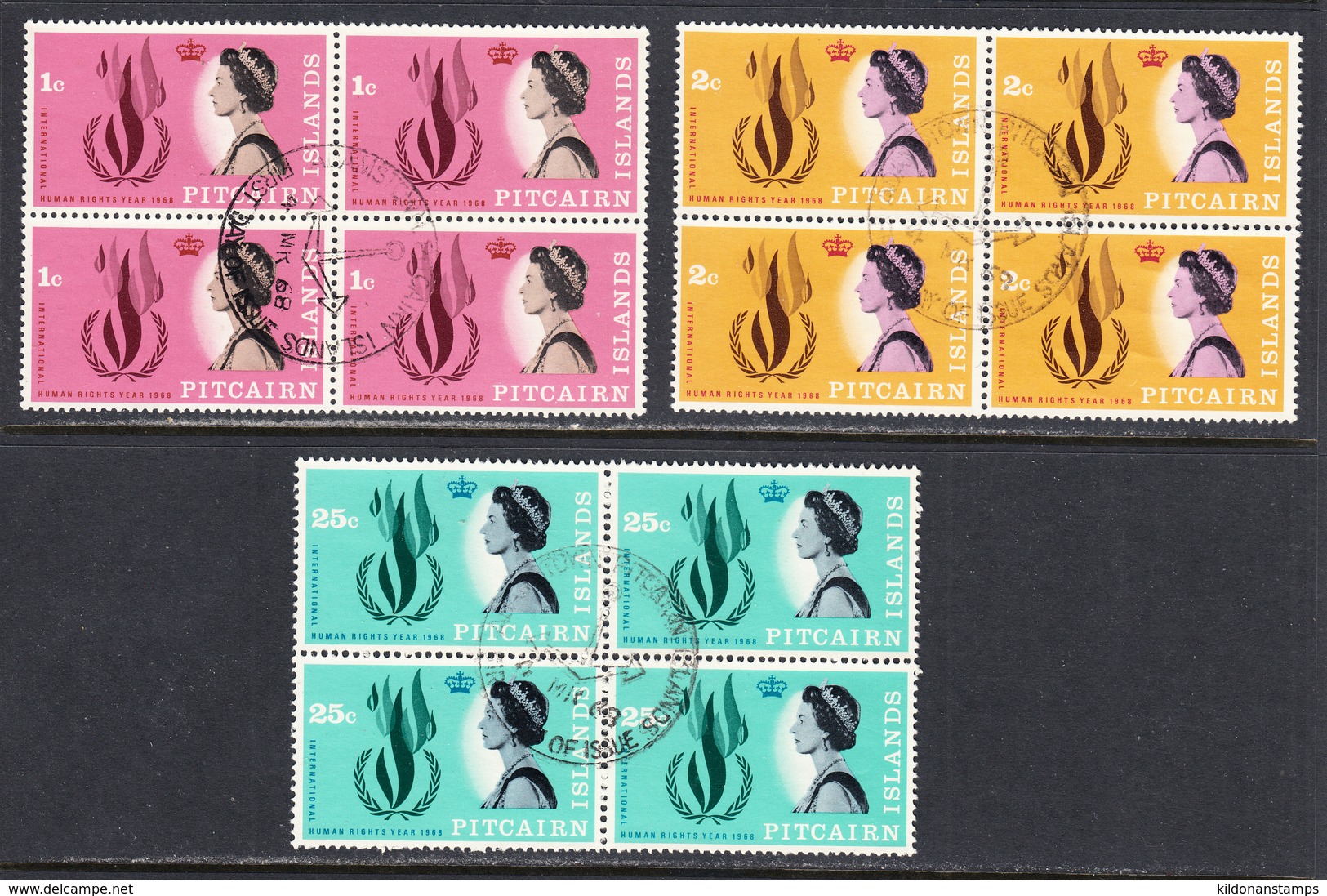 Pitcairn Islands 1968 Cancelled, First Day Of Issue, Blocks, Sc# 88-90 - Pitcairn Islands