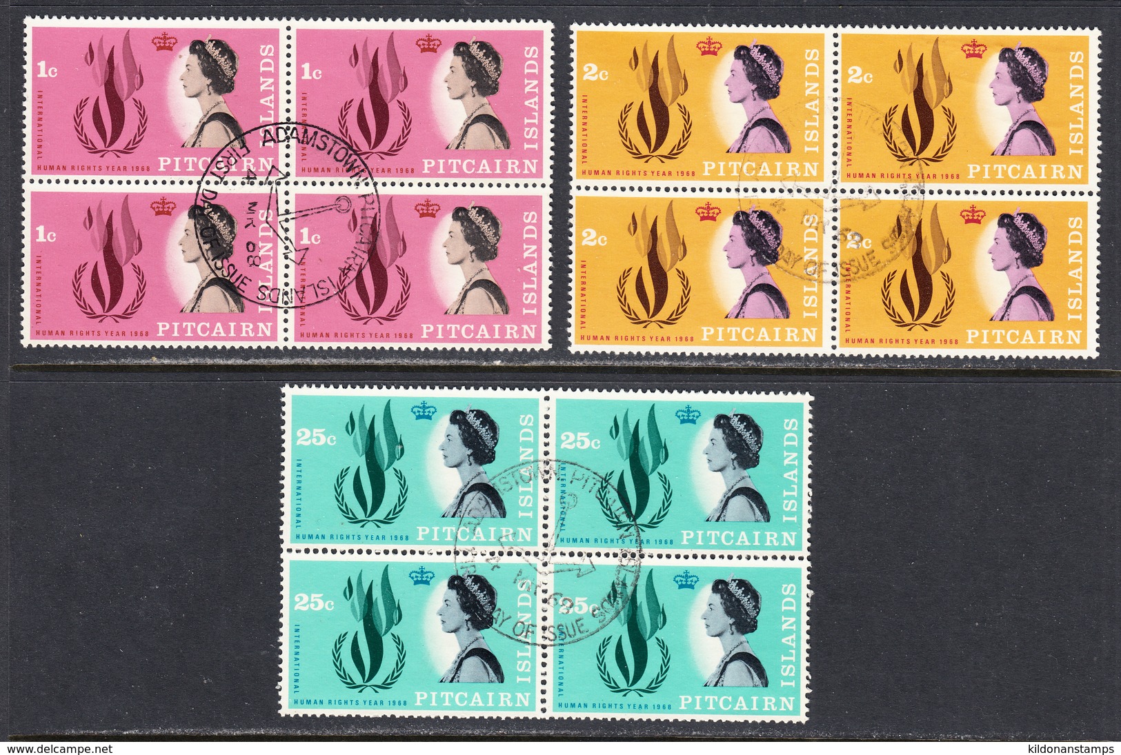 Pitcairn Islands 1968 Cancelled, First Day Of Issue, Blocks, Sc# 88-90 - Islas De Pitcairn