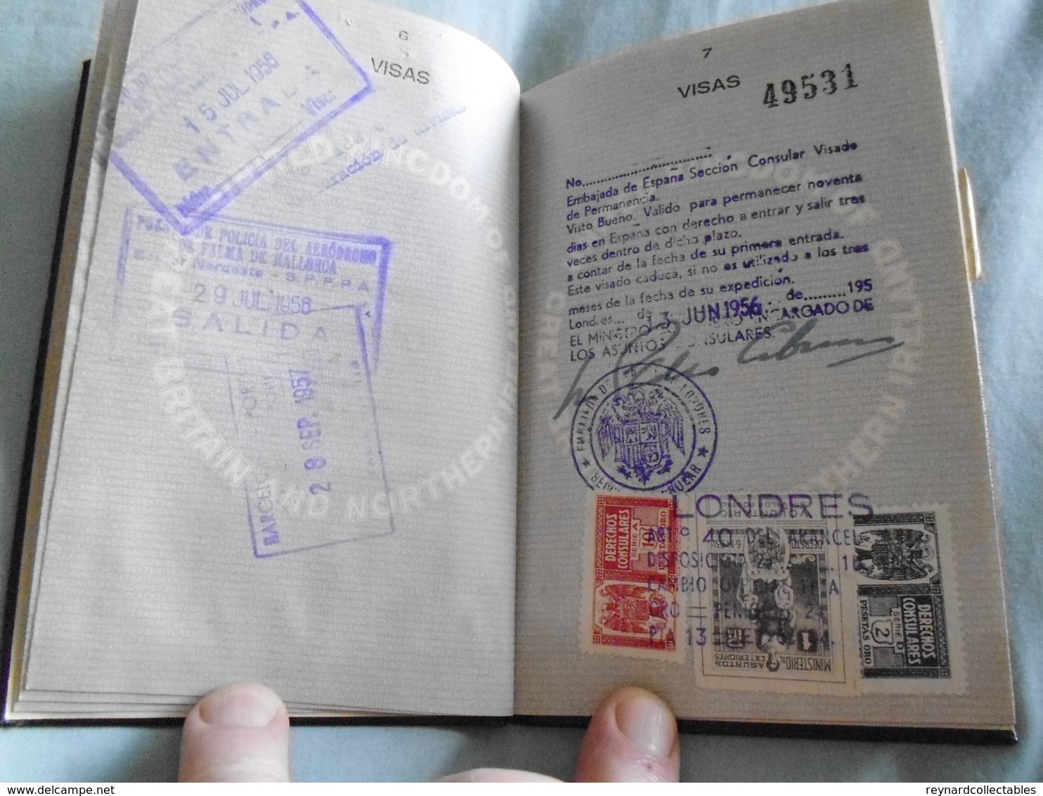 1956 British Reisepass Passport Issued London, Various France, Spain Handstamps - Historical Documents