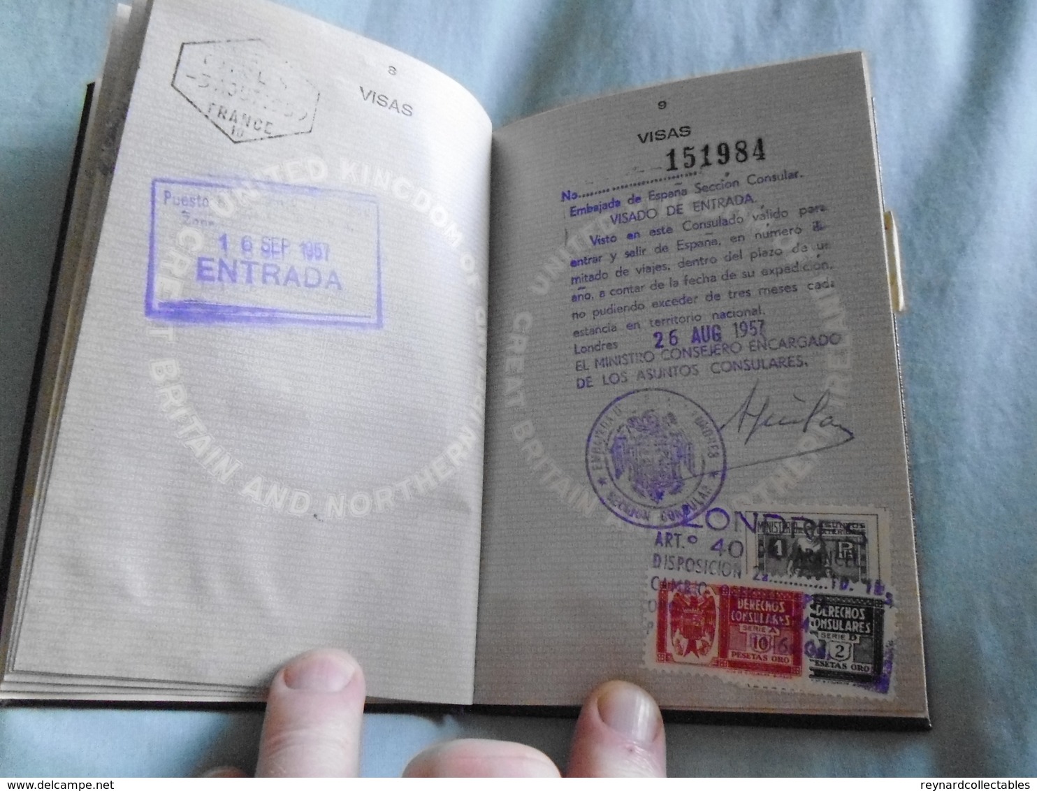 1956 British Reisepass Passport Issued London, Various France, Spain Handstamps - Historical Documents