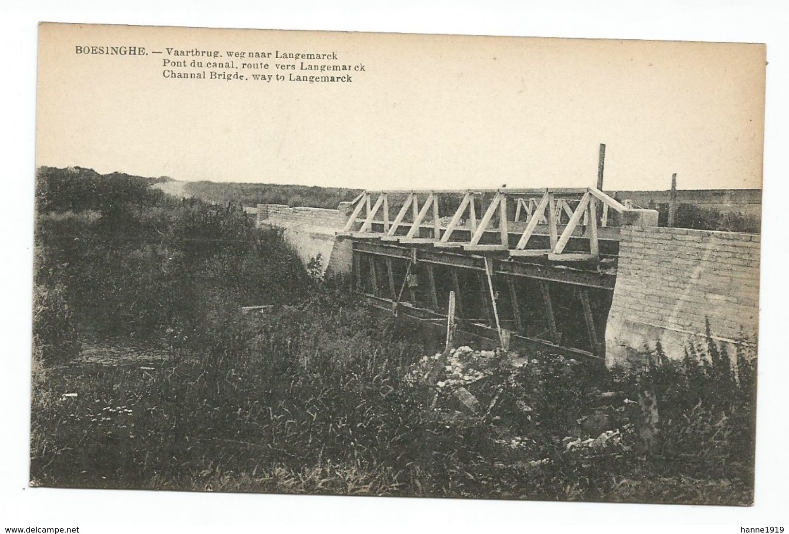 Boezinge Ieper De Vaartbrug Naar Langemark Pont Du Canal - Ieper