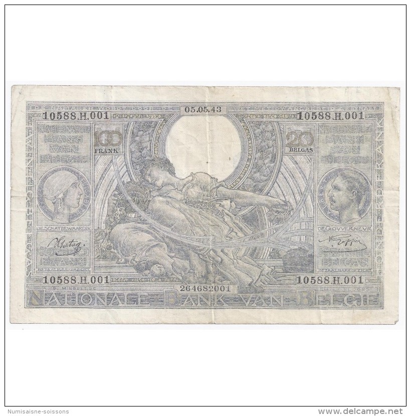 BELGIQUE - PICK 112 - 100 FRANCS / 20 BELGAS - 05.05.1943 - TB - 100 Francs & 100 Francs-20 Belgas