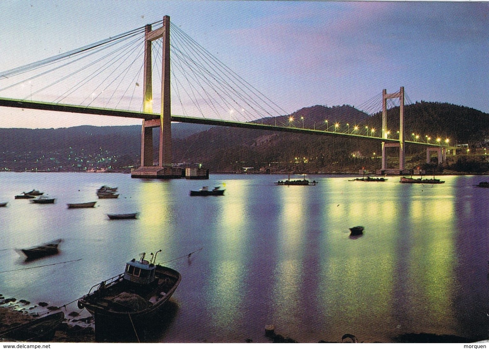 29751. Postal VIGO (POntevedra) 1989. Puente De Ronda De Vigo Nocturno - Cartas & Documentos