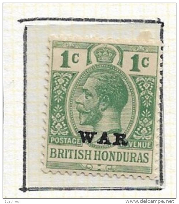 BRITISH HONDURAS   1916 War Surcharge,  Overprinted "WAR"  Hinged OVERPRINT LITTLE - British Honduras (...-1970)
