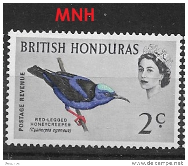 BRITISH HONDURAS   1962 -1967 Birds   MNH The Red-legged Honeycreeper (Cyanerpes Cyaneus - British Honduras (...-1970)
