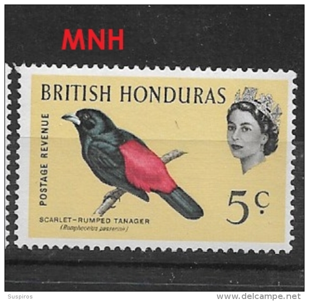 BRITISH HONDURAS   1962 -1967 Birds   MNH Ramphocelus Passerinii - British Honduras (...-1970)