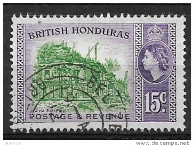 BRITISH HONDURAS  1953 -1957 Country Images  Queen Elizabeth II  Mayan Frieze  Used - British Honduras (...-1970)