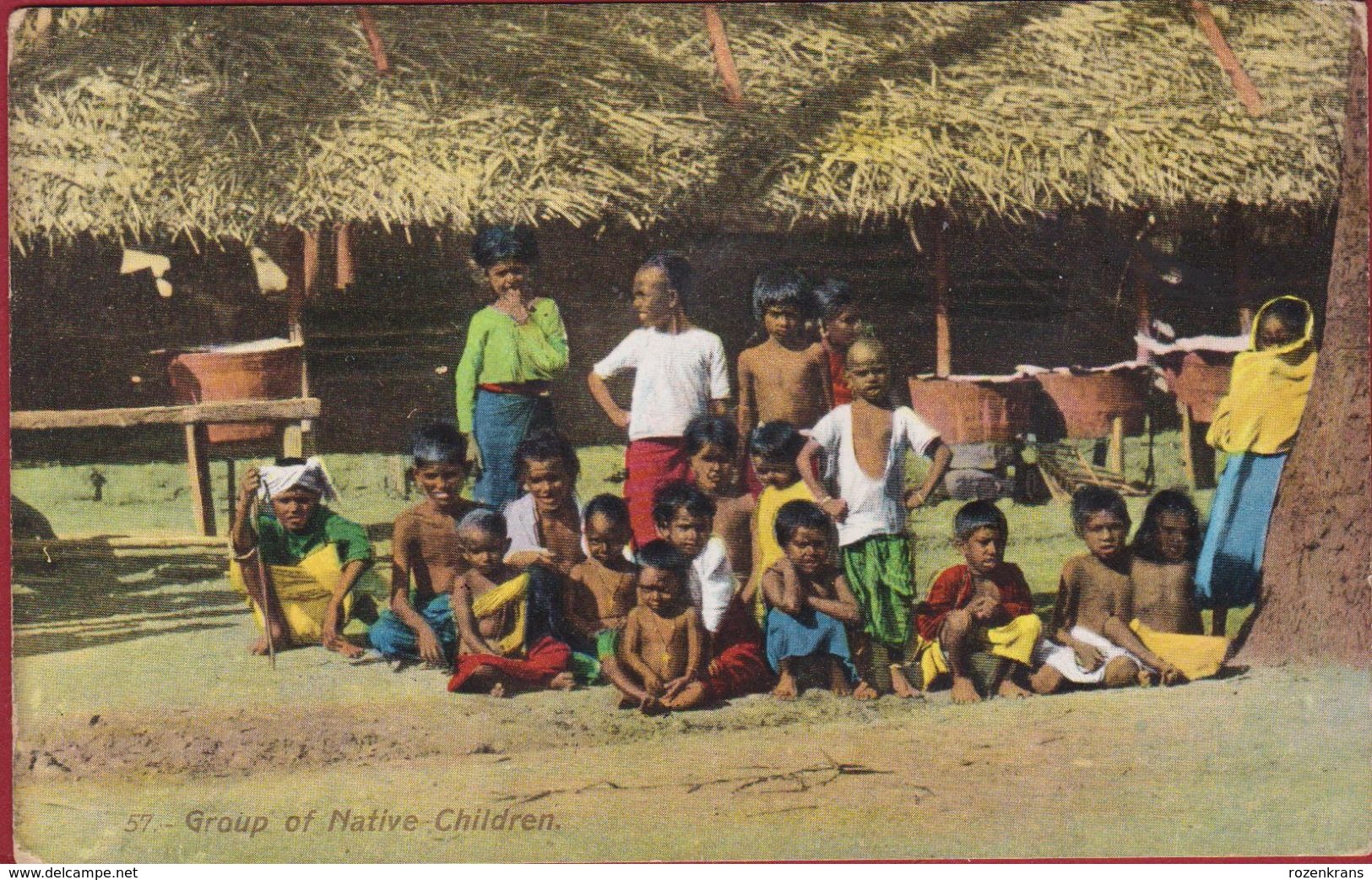 Sri Lanka Ceylon Group Of Native Children - Groupe D' Enfants Indigènes - Animée Old Postcard Asie  Asia Azie - Sri Lanka (Ceylon)