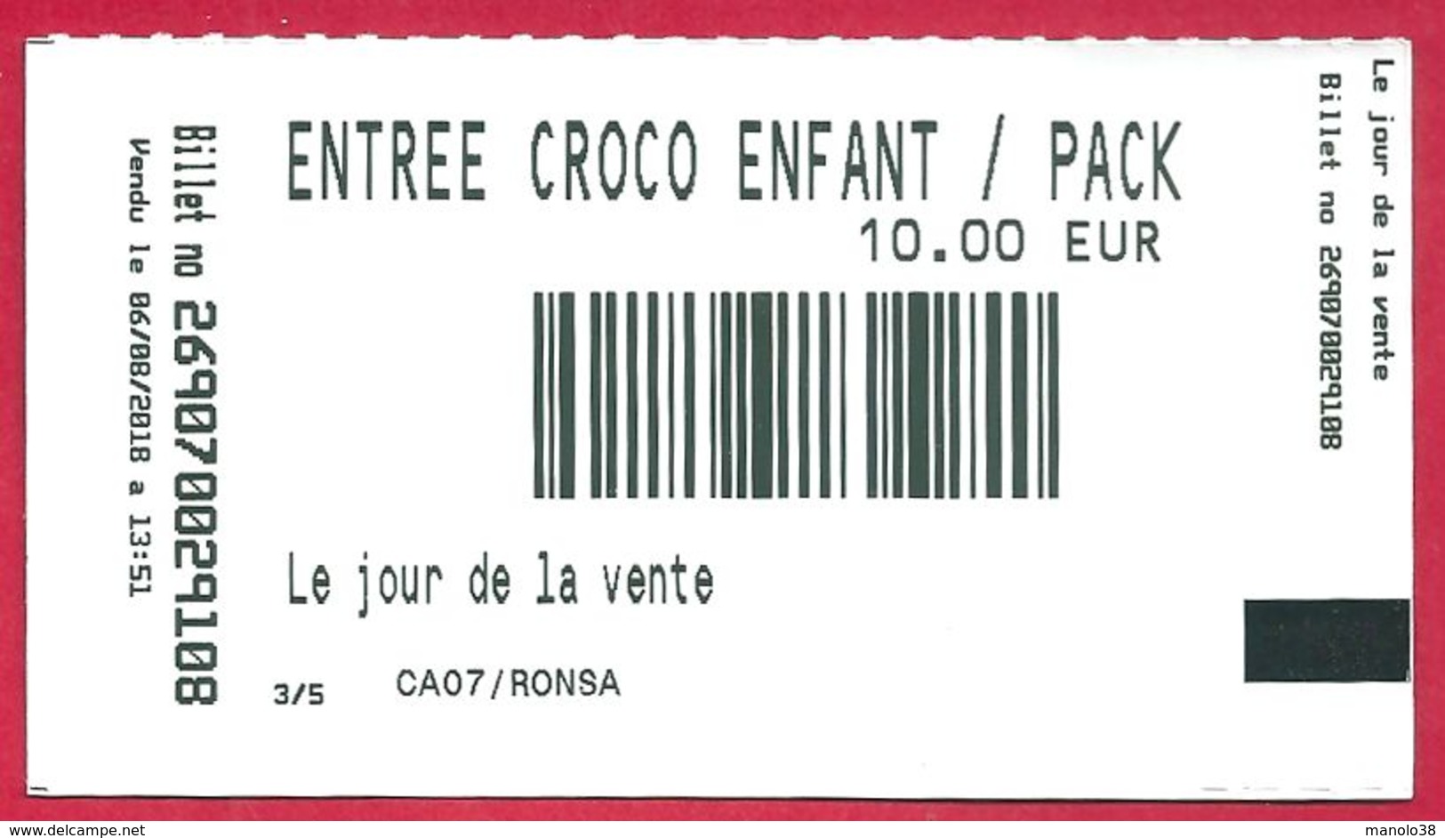 La Ferme Aux Crocodiles, Pierrelatte, Drôme (26), Visuel Crocodile Albinos, 2018 - Tickets D'entrée