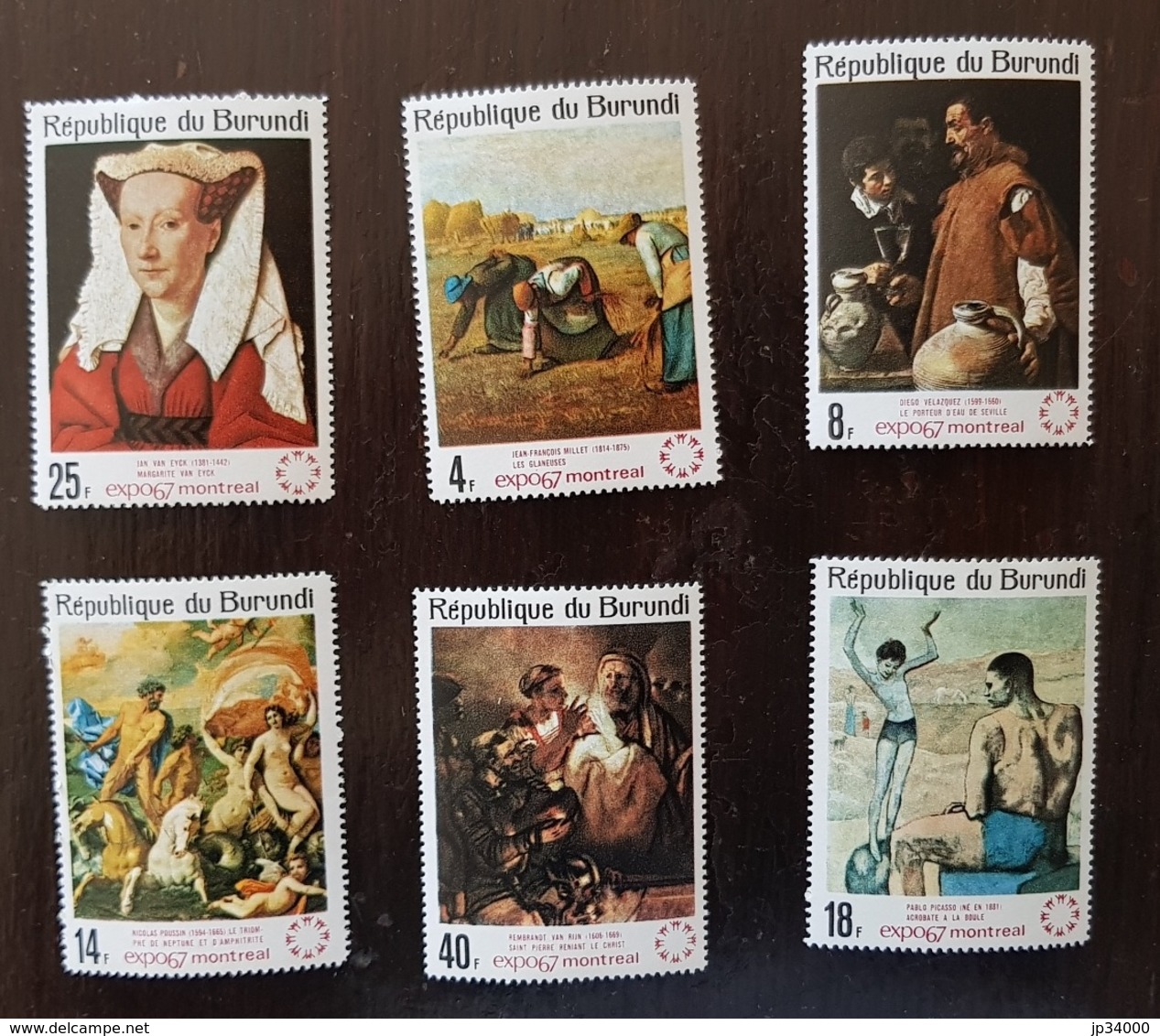 BURUNDI Tableaux,painting PICASSO, Yvert N°246/51 ** MNH Millet Rembrandt Velasquez, Picasso - Picasso