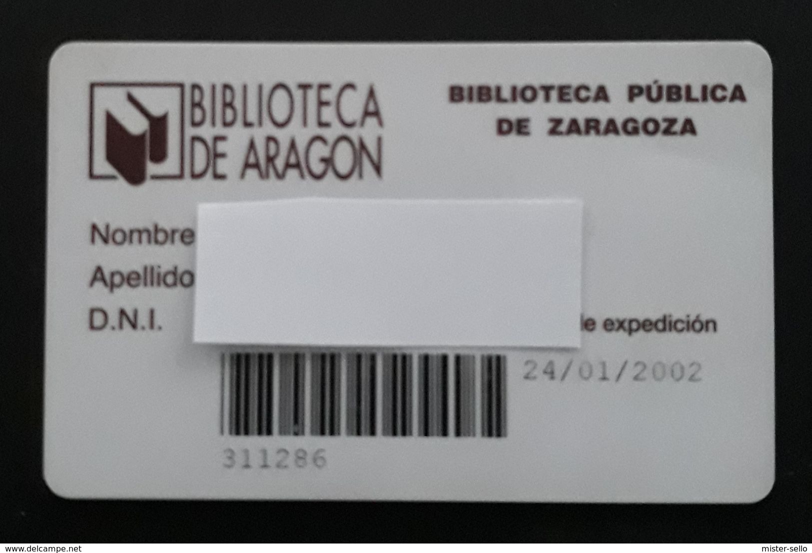 TARJETA BIBLIOTECA DE ARAGÓN - BIBLIOTECA PÚBLICA DE ZARAGOZA. - Otros & Sin Clasificación