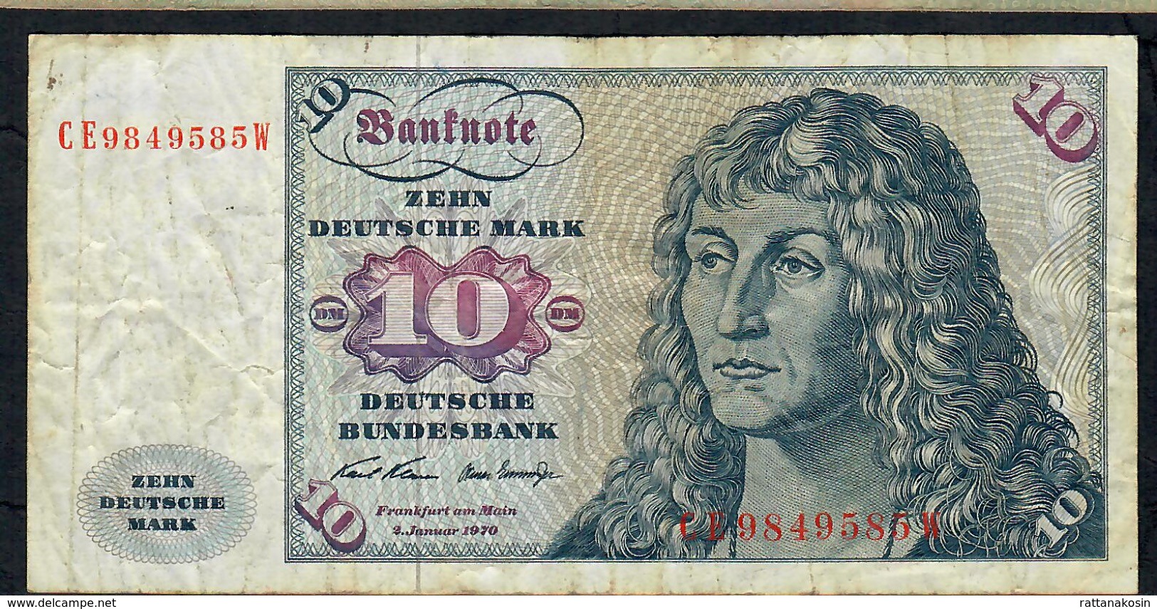 GERMANY P31a 10 DEUTSCHE MARK 1970 #CE    FINE NO P.h. - 10 DM