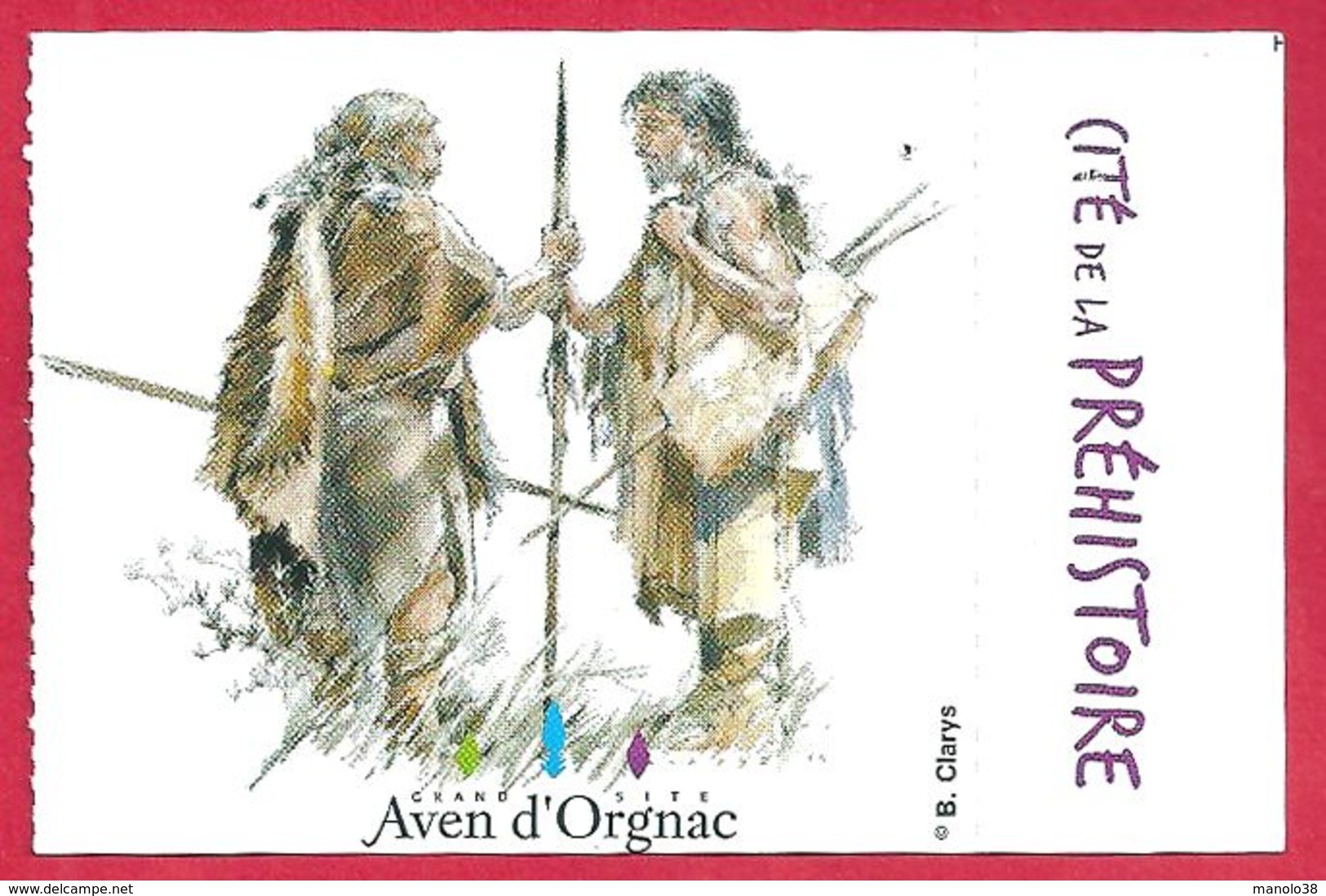 Aven D'Orgnac, Ardèche (07), Visuel Deux Hommes  Préhistoriques, 2018 - Eintrittskarten