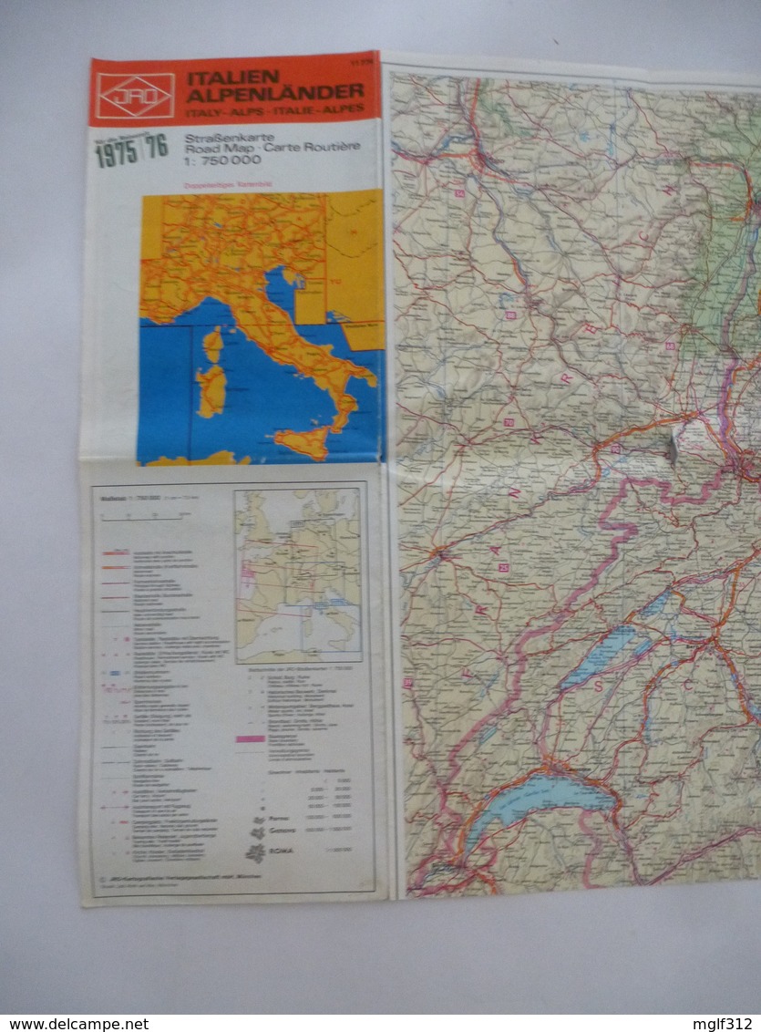 ITALIE Et Les ALPES :De Stuttgart à La SICILE - De LYON à ZAGRED - 1976/76 - Carte Stradali