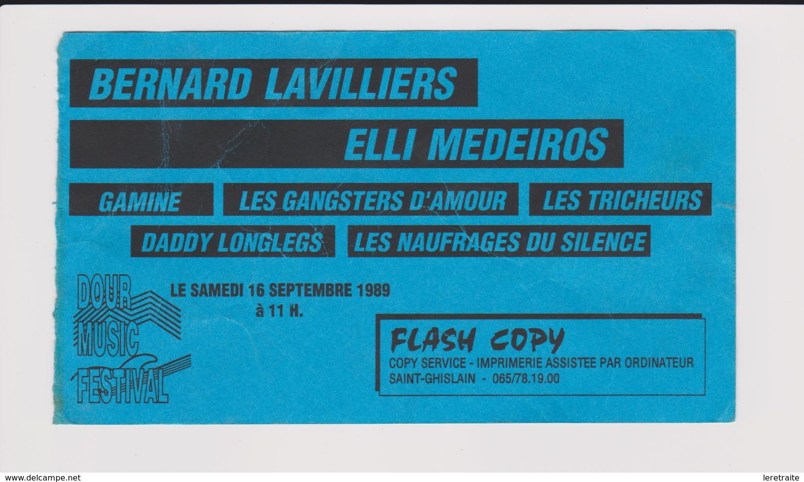 Concert FESTIVAL DOUR B. 16 Septembre 1989, BERNARD LAVILLIERS, ELLI MEDEIROS, ETC. - Concert Tickets