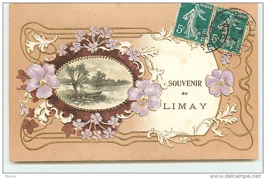 Carte Gaufrée - Souvenir De LIMAY - Limay