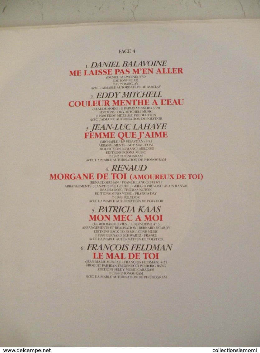 Les grandes chansons d'amour, versions originales, double album (Titres sur photos) - Vinyle 33 T