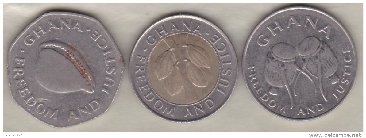 Ghana , 3 Pièces : 50 Cedis 1999 , 100 Cedis 1999 , 200 Cedis 1998 - Ghana