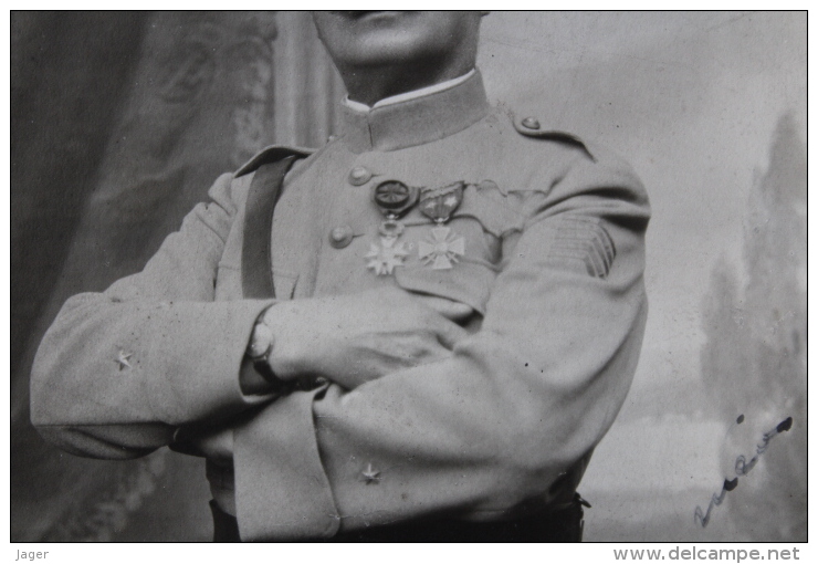 Photo Guerre 1914 1918 Officier General Dedicace  Kepi Brodé Croix De Guerre 3 Citations - Guerre, Militaire