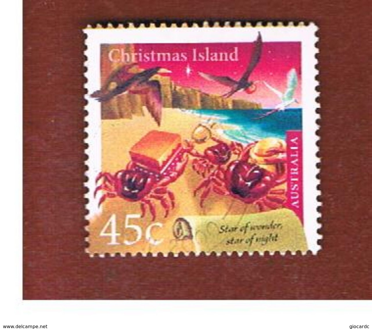 ISOLA CHRISTMAS (CHRISTMAS ISLAND) - SG 486 - 2000  CHRISTMAS: CRABS WITH GIFTS                - USED° - Christmas Island