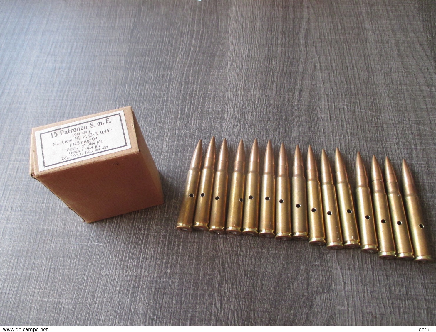 Boite Complète 15 Cartouches 7,92  Mauser  Neutralisées 1944 - Decorative Weapons