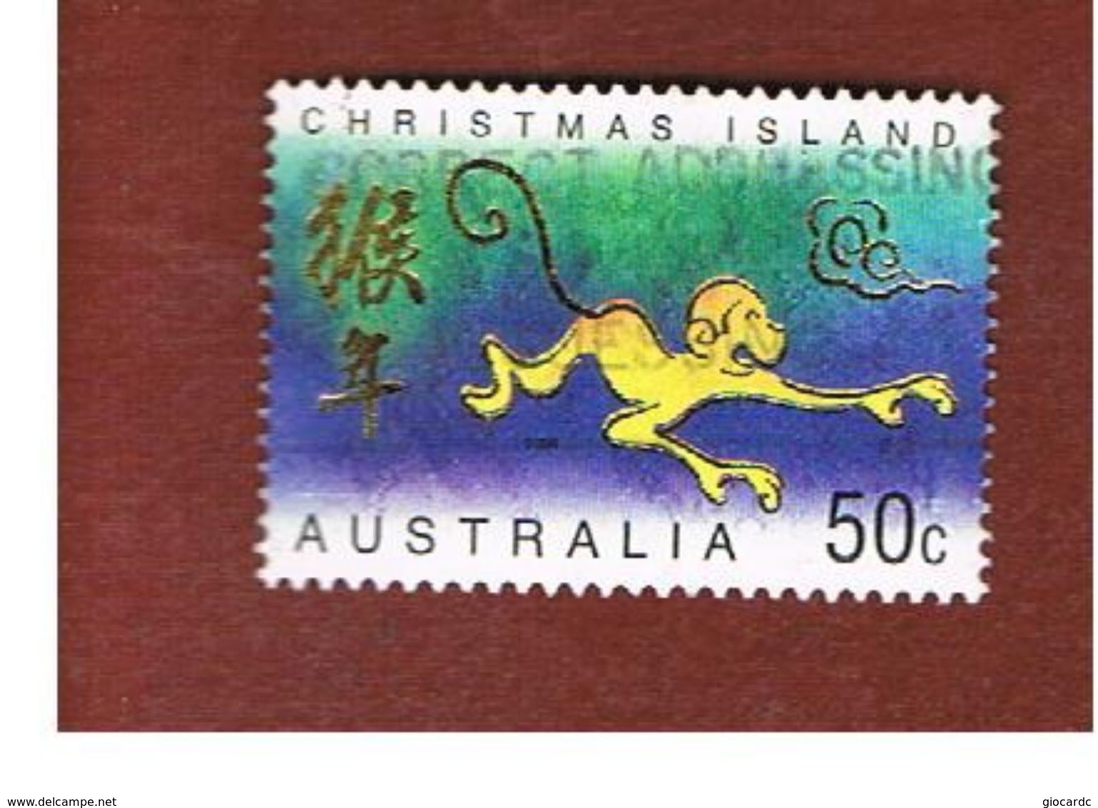 ISOLA CHRISTMAS (CHRISTMAS ISLAND) -  SG 540   -    2004 YEAR OF THE MONKEY                - USED° - Christmas Island