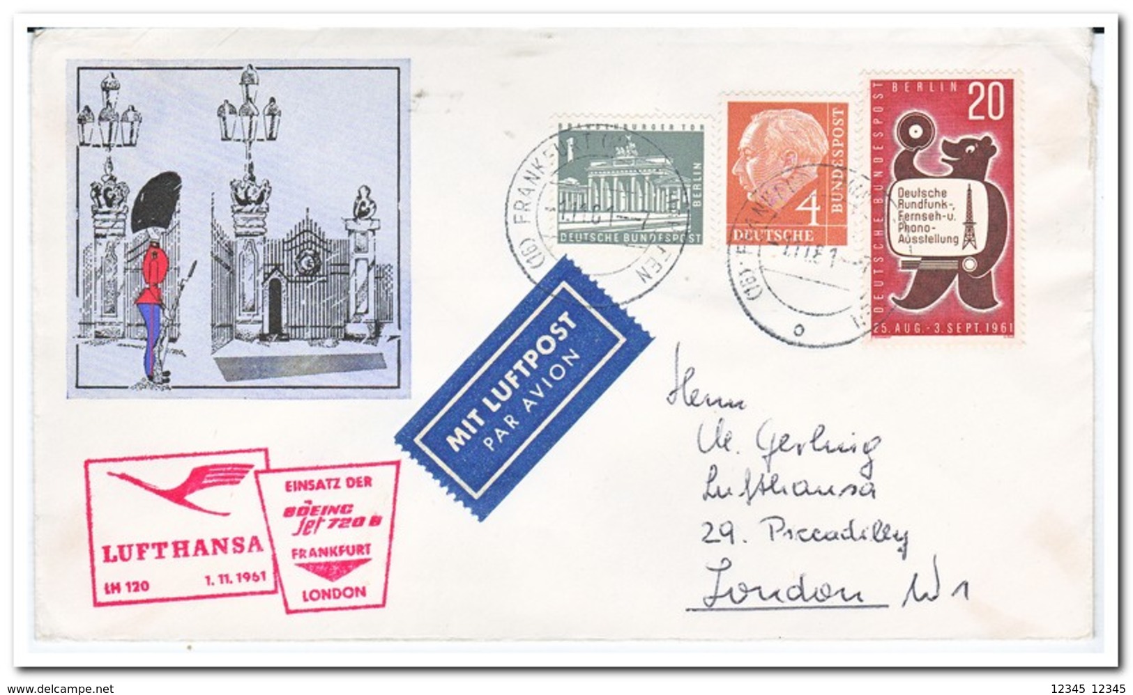 Berlijn 1961, Lufthansa, Boeing Flight Frankfurt-London - Brieven En Documenten