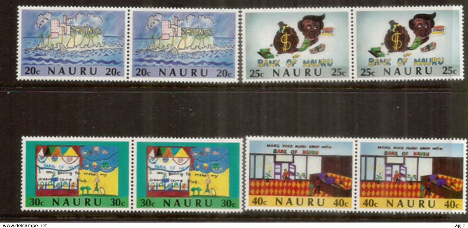 Banque Nationale De NAURU (National Bank Of Nauru), 8 Timbres Neufs ** En Paires Se-tenant - Nauru