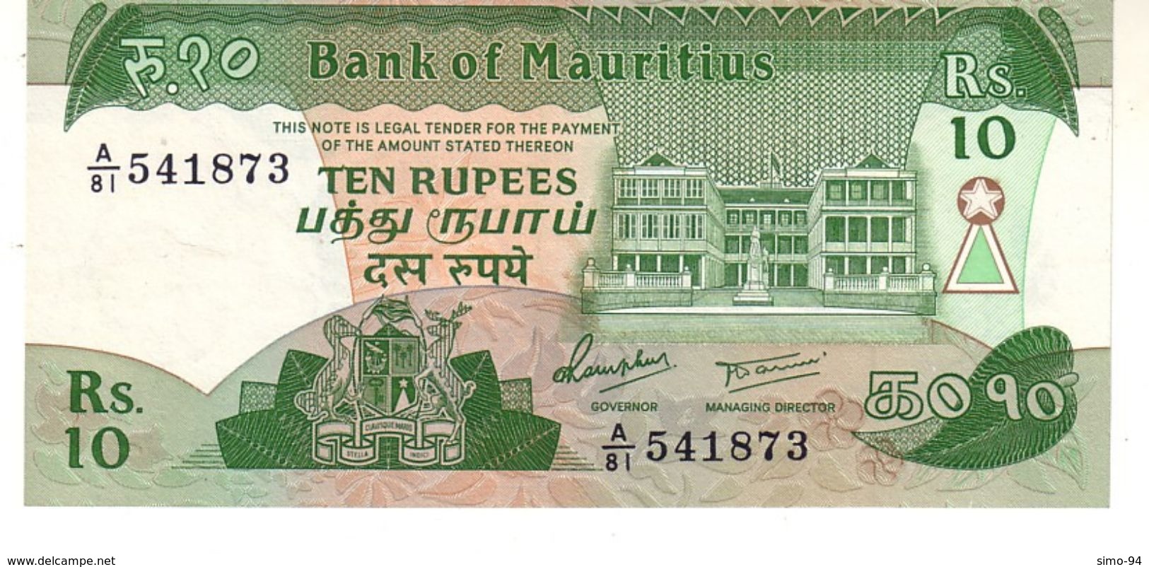 Mauritius P.35  10 Rupees 1985 Unc - Mauritius