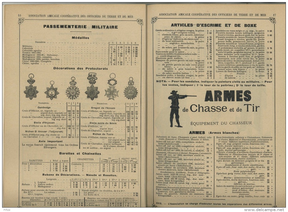 Catalogue 1904 de l'Association Amicale Coopérative des Officiers de Terre et de Mer . Uniformes . Champagne . Foie gras