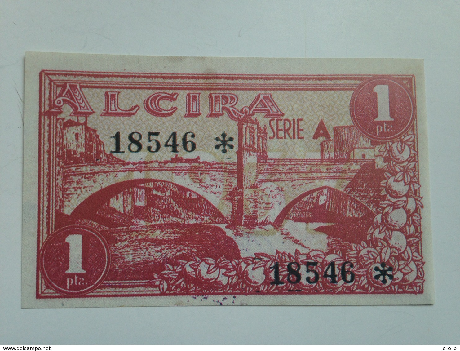 Billete 1 Peseta. Alcira. Valencia. 1936-1939. República Española. Guerra Civil. Sin Circular. Facsimil - 1-2 Pesetas