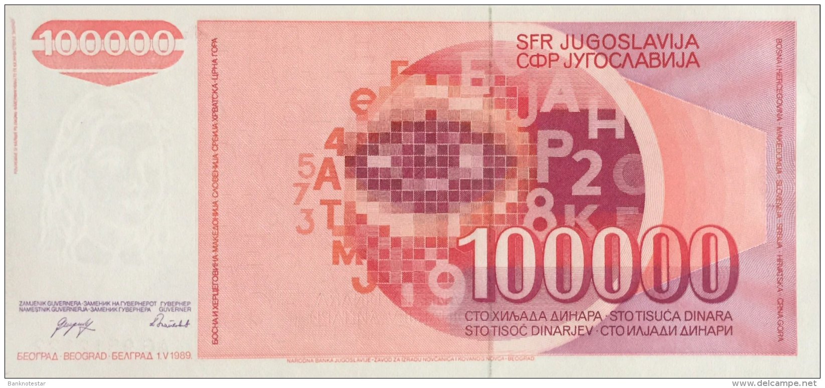 Yugoslavia 100.000 Dinara, P-97 (1.5.1989) - UNC - Jugoslawien