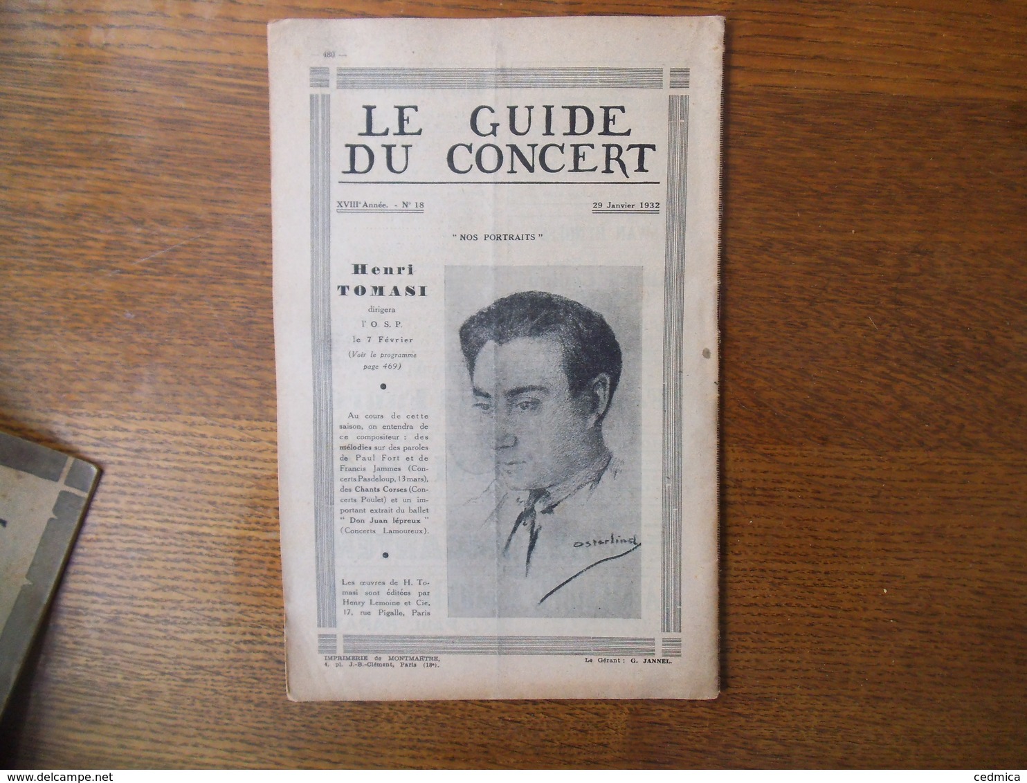 LE GUIDE DU CONCERT DU 29 JNVIER 1932 FRANCOIS LANG,BOHUSLAV MARTINU,HENRI TOMASI ,ECHOS,CONCERTS,PUBLICITES - Autres & Non Classés