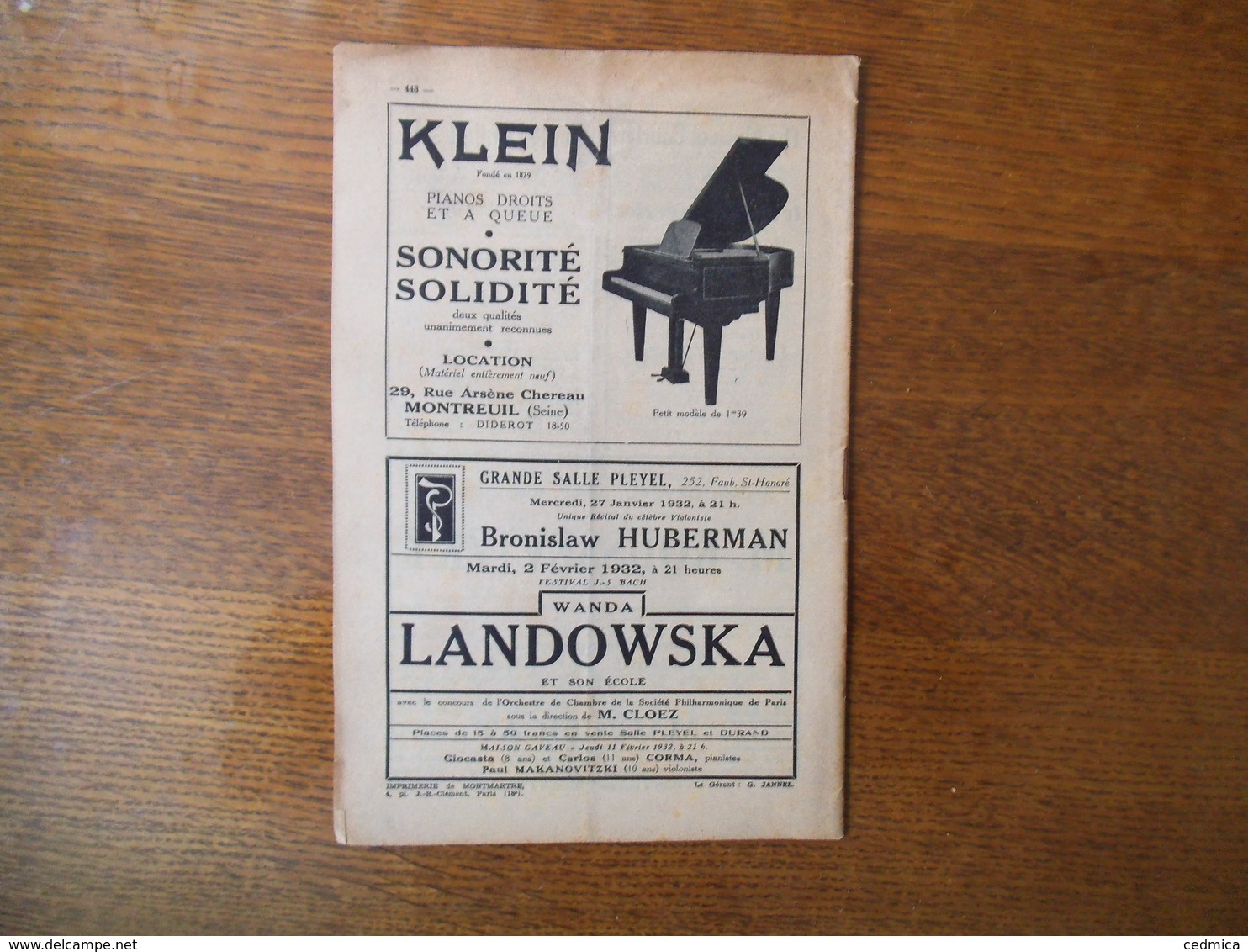 LE GUIDE DU CONCERT DU 22 JANVIER 1932 ADAM DE AROSTEGUI,MAURICE DELAGE  ,ECHOS,CONCERTS,PUBLICITES - Autres & Non Classés