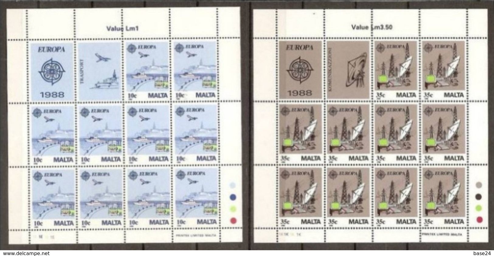 1988 Malta EUROPA CEPT EUROPE 10 Serie Di 2v. MNH** In Minifoglio Minisheet - 1988