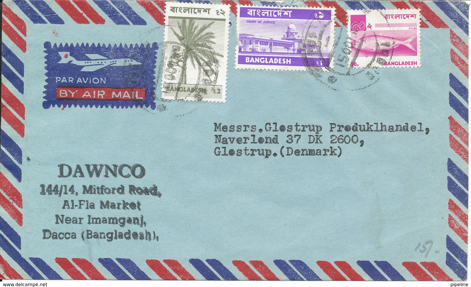 Bangladesh Air Mail Cover Sent To Denmark (1 Of The Stamps Damaged) - Bangladesh