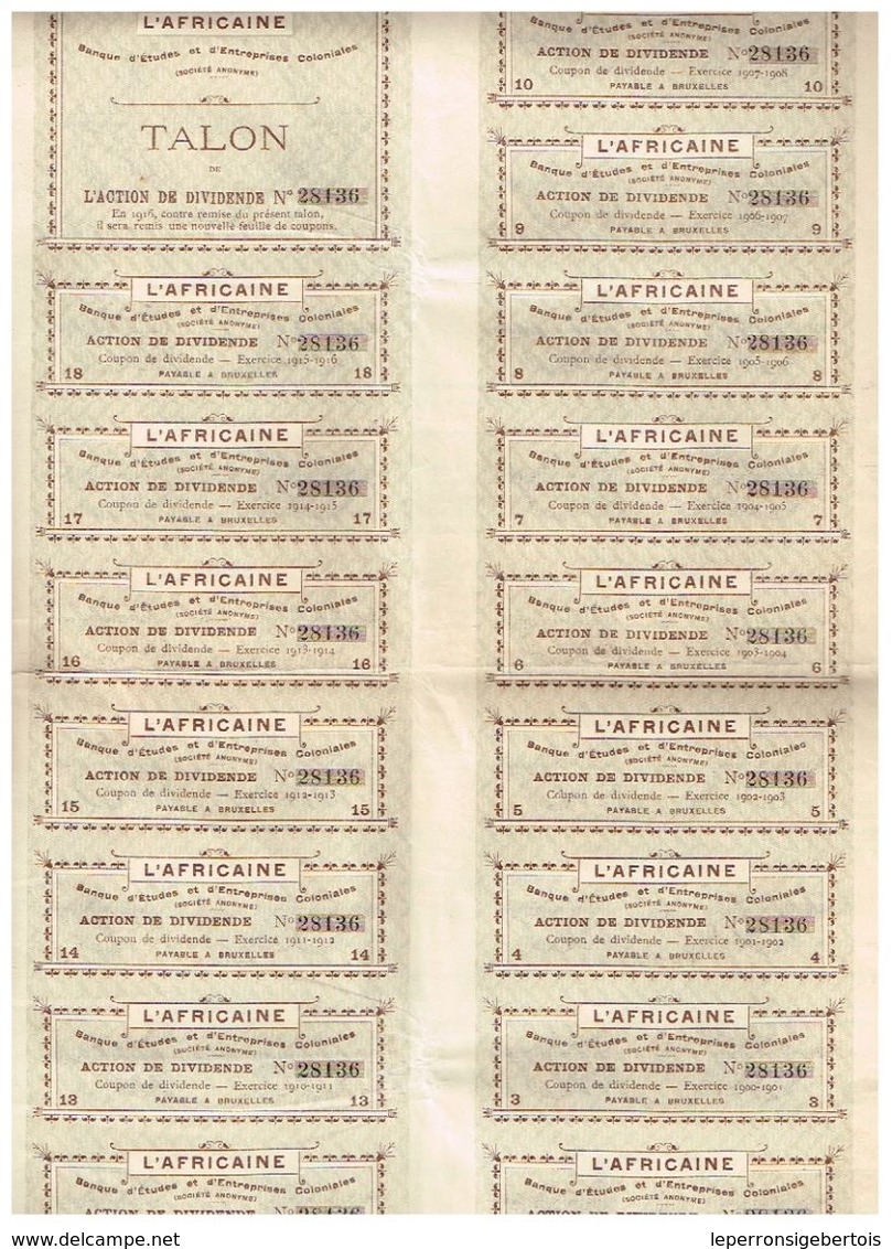 Action Ancienne - L'Africaine - Banque D'Etudes Et D'Entreprises Coloniales - Titre De 1898 - DECO - Rare - Afrique