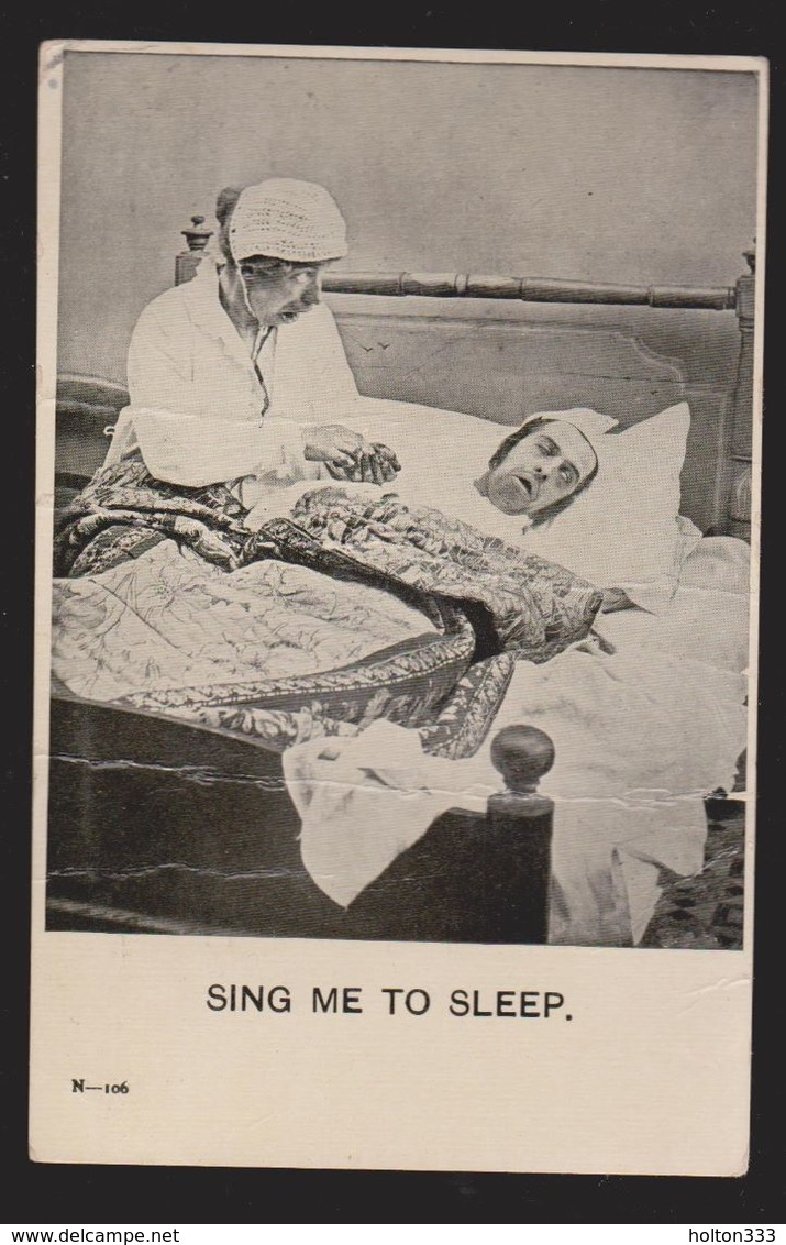 Comic Postcard - Man & Woman In Bed - Sing Me To Sleep - Used 1907 Large Creases - Comics